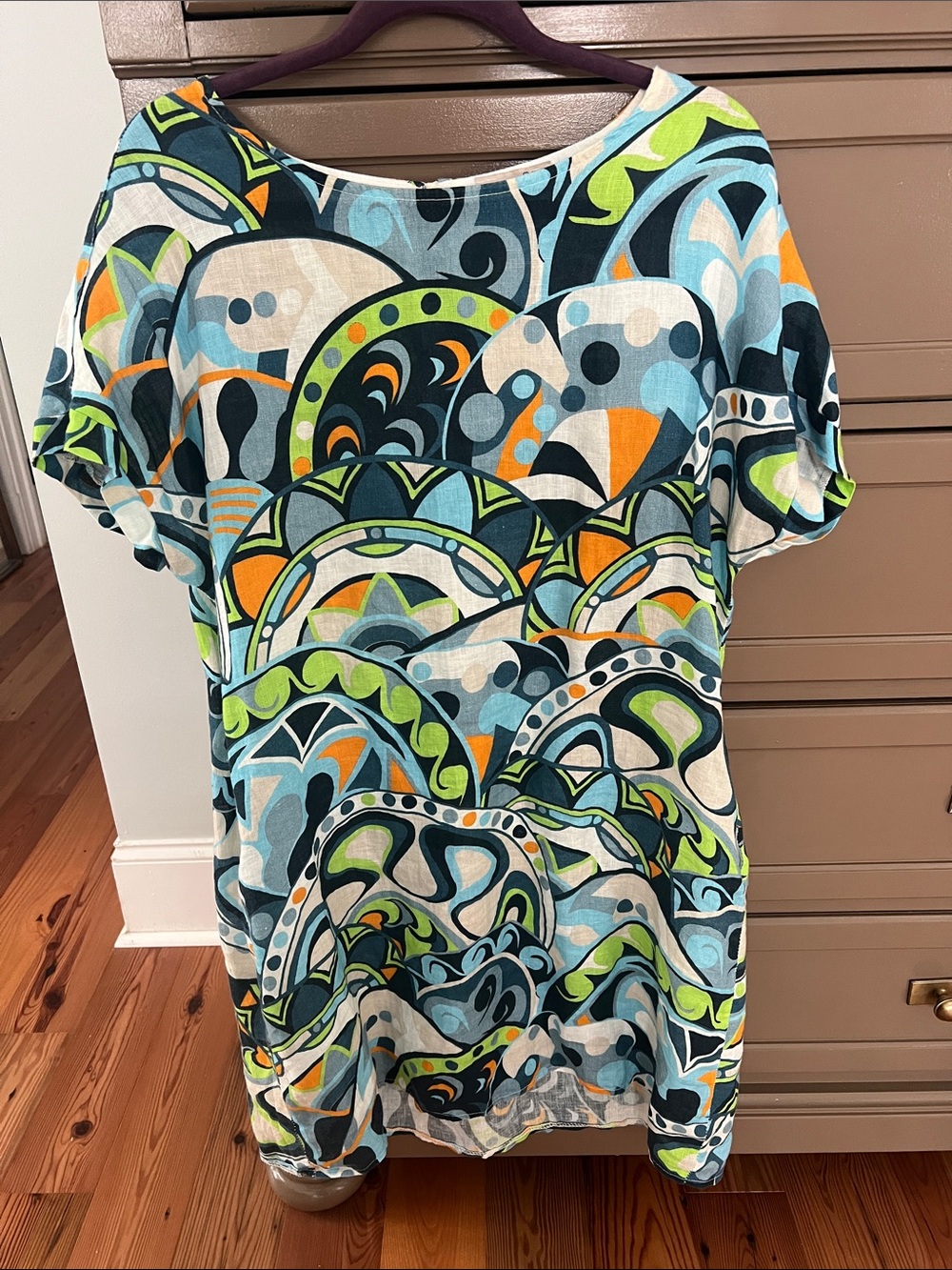 Linen Luv Abstract Print Linen Dress – Size XL